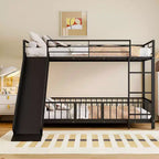 MAYEERTY Lit superposé double en métal, toboggan de sécurité, chambre d'enfant, blanc
