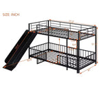 MAYEERTY Lit superposé double en métal, toboggan de sécurité, chambre d'enfant, blanc