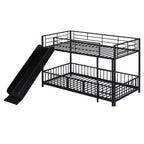 MAYEERTY Lit superposé double en métal, toboggan de sécurité, chambre d'enfant, blanc