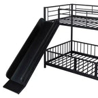 MAYEERTY Lit superposé double en métal, toboggan de sécurité, chambre d'enfant, blanc