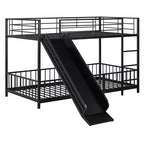 MAYEERTY Lit superposé double en métal, toboggan de sécurité, chambre d'enfant, blanc