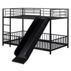 MAYEERTY Lit superposé double en métal, toboggan de sécurité, chambre d'enfant, blanc