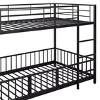 MAYEERTY Lit superposé double en métal, toboggan de sécurité, chambre d'enfant, blanc