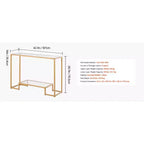 VEVOR Table Console à 2 Niveaux en Verre, Table d'Appoint Rectangulaire Moderne avec Plateau en Verre Trempé et Pieds en Fer, Bureau Console Doré, Doré