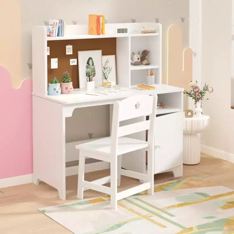 Bureau et chaise d'étude pour enfants, table d'apprentissage ergonomique pour enfants avec étagère et organisateur, bois d'ingénierie, cadeau pour garçons et filles de 3 à 8 ans, rose