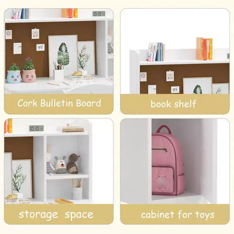 Bureau et chaise d'étude pour enfants, table d'apprentissage ergonomique pour enfants avec étagère et organisateur, bois d'ingénierie, cadeau pour garçons et filles de 3 à 8 ans, rose