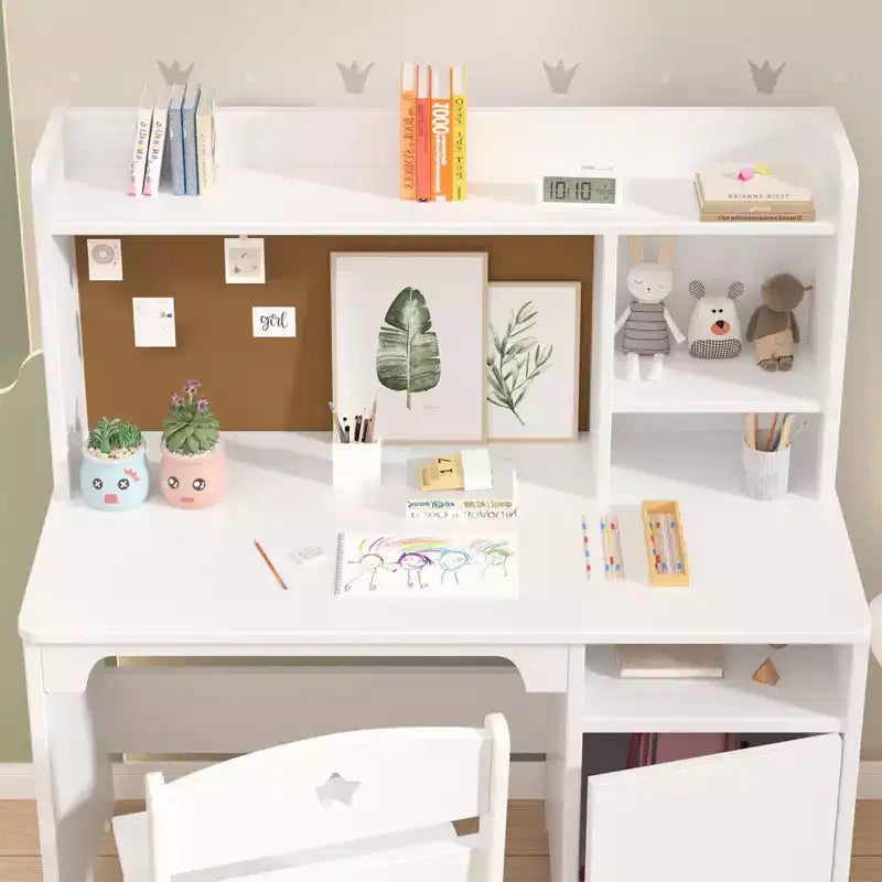 Bureau et chaise d'étude pour enfants, table d'apprentissage ergonomique pour enfants avec étagère et organisateur, bois d'ingénierie, cadeau pour garçons et filles de 3 à 8 ans, rose