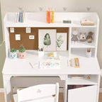 Bureau et chaise d'étude pour enfants, table d'apprentissage ergonomique pour enfants avec étagère et organisateur, bois d'ingénierie, cadeau pour garçons et filles de 3 à 8 ans, rose