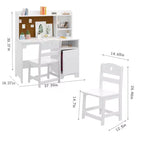 Bureau et chaise d'étude pour enfants, table d'apprentissage ergonomique pour enfants avec étagère et organisateur, bois d'ingénierie, cadeau pour garçons et filles de 3 à 8 ans, rose
