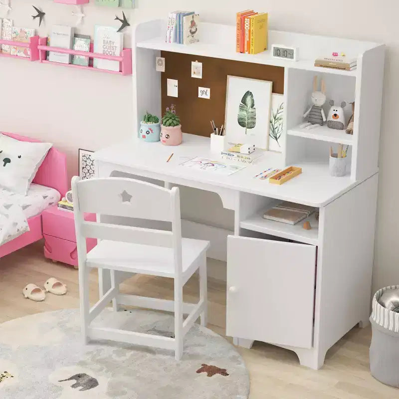 Bureau et chaise d'étude pour enfants, table d'apprentissage ergonomique pour enfants avec étagère et organisateur, bois d'ingénierie, cadeau pour garçons et filles de 3 à 8 ans, rose