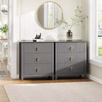 Commode à 3 tiroirs cannelés Acekool 27,6, armoire de rangement moderne avec tiroirs profonds