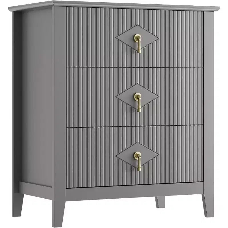 Commode à 3 tiroirs cannelés Acekool 27,6, armoire de rangement moderne avec tiroirs profonds