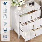 Commode à 3 tiroirs cannelés Acekool 27,6, armoire de rangement moderne avec tiroirs profonds