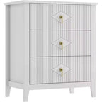 Commode à 3 tiroirs cannelés Acekool 27,6, armoire de rangement moderne avec tiroirs profonds