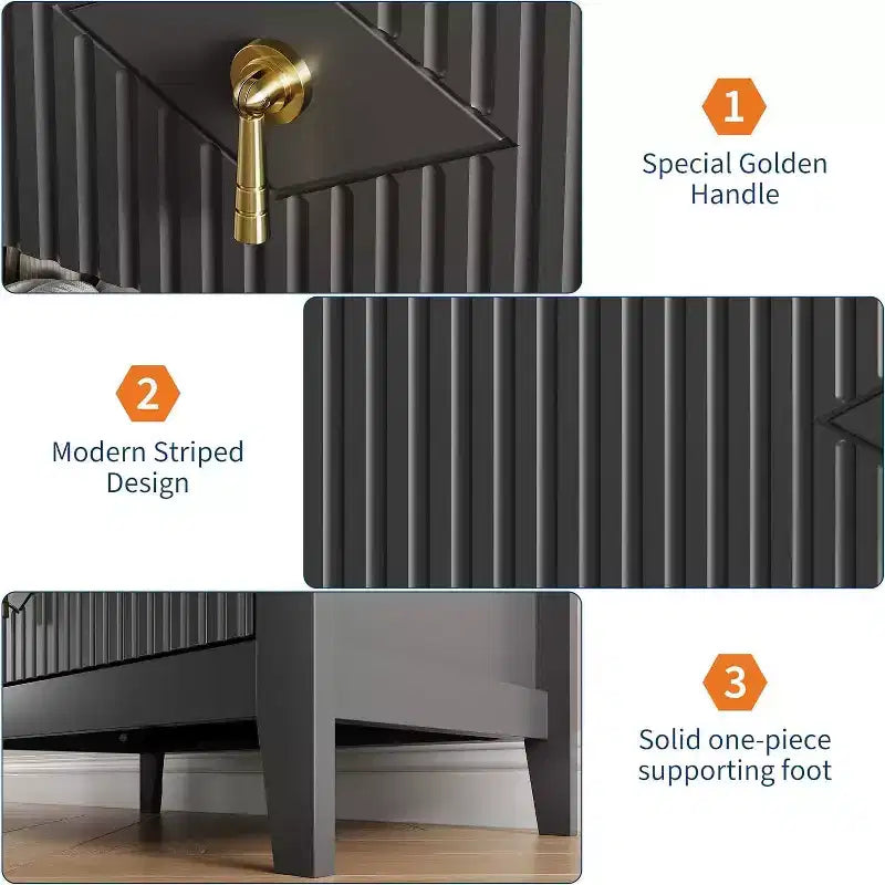 Commode à 3 tiroirs cannelés Acekool 27,6, armoire de rangement moderne avec tiroirs profonds