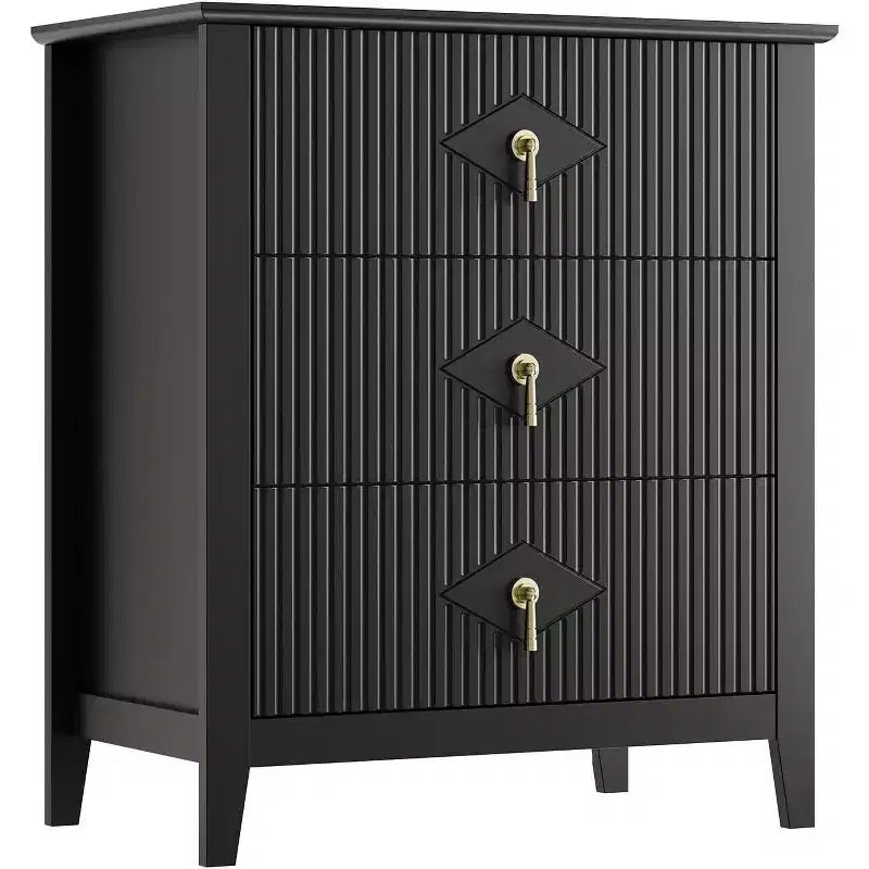 Commode à 3 tiroirs cannelés Acekool 27,6, armoire de rangement moderne avec tiroirs profonds