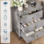 Commode à 3 tiroirs cannelés Acekool 27,6, armoire de rangement moderne avec tiroirs profonds