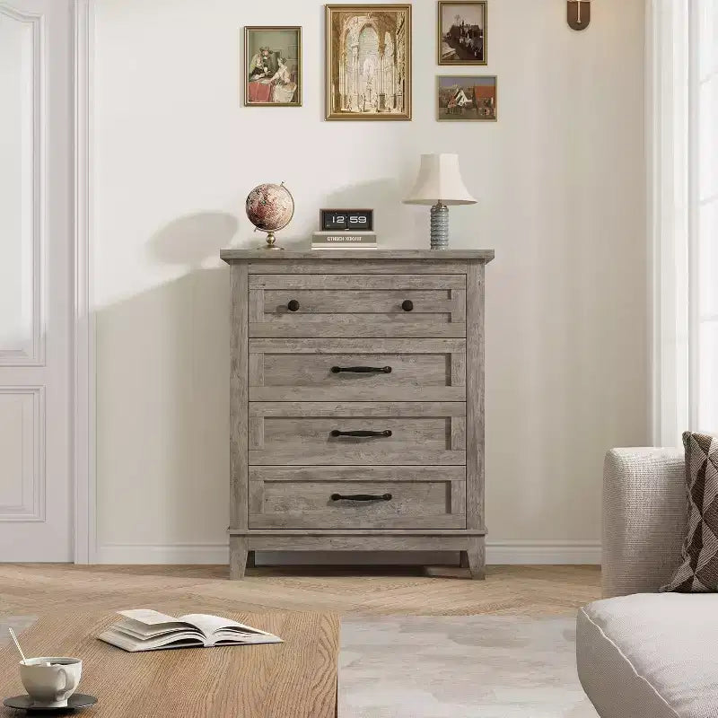 Acekool Commode à 4 tiroirs, Armoire verticale haute avec tiroirs de rangement profonds, Organisateur de placard moderne pour chambre à coucher et salon
