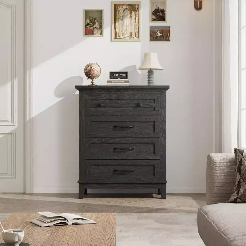 Acekool Commode à 4 tiroirs, Armoire verticale haute avec tiroirs de rangement profonds, Organisateur de placard moderne pour chambre à coucher et salon