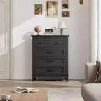 Acekool Commode à 4 tiroirs, Armoire verticale haute avec tiroirs de rangement profonds, Organisateur de placard moderne pour chambre à coucher et salon