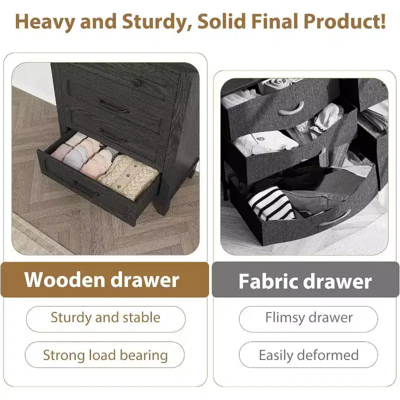 Acekool Commode à 4 tiroirs, Armoire verticale haute avec tiroirs de rangement profonds, Organisateur de placard moderne pour chambre à coucher et salon