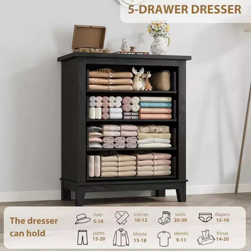 Acekool Commode à 4 tiroirs, Armoire verticale haute avec tiroirs de rangement profonds, Organisateur de placard moderne pour chambre à coucher et salon