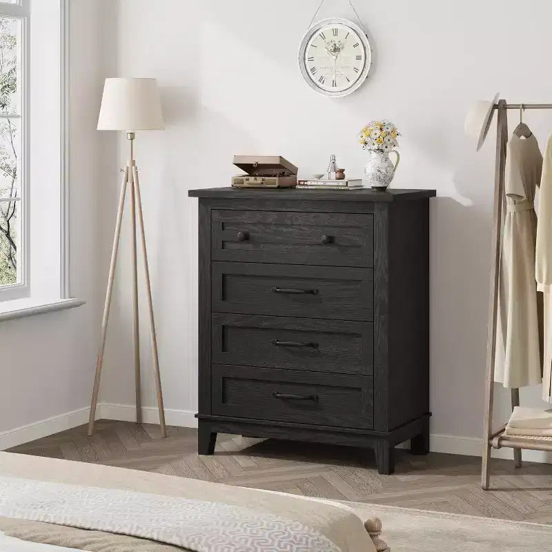 Acekool Commode à 4 tiroirs, Armoire verticale haute avec tiroirs de rangement profonds, Organisateur de placard moderne pour chambre à coucher et salon