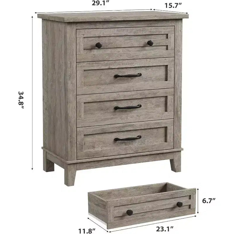 Acekool Commode à 4 tiroirs, Armoire verticale haute avec tiroirs de rangement profonds, Organisateur de placard moderne pour chambre à coucher et salon