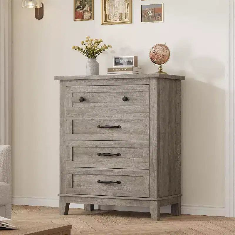 Acekool Commode à 4 tiroirs, Armoire verticale haute avec tiroirs de rangement profonds, Organisateur de placard moderne pour chambre à coucher et salon