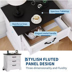Table de chevet et d'appoint de style rustique de 24 pouces avec station de recharge et 3 grands tiroirs, petit espace, table d'appoint blanche, un paquet