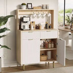 Acekool Buffet Flûté avec 2 Tiroirs et Étagères Réglables, Console Bar à Café Moderne pour Salle à Manger, Cuisine, Couloir