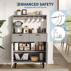 Acekool Buffet Flûté avec 2 Tiroirs et Étagères Réglables, Console Bar à Café Moderne pour Salle à Manger, Cuisine, Couloir