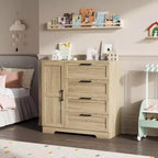 Armoire de chambre en bois Acekool, meuble de rangement de 43,3 po avec 4 tiroirs, porte et tringle de penderie