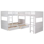 Lit superposé Whisen, format deux places, avec tiroirs intégrés et espace polyvalent sous le lit pour chambres d'enfants