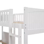 Lit superposé Whisen, format deux places, avec tiroirs intégrés et espace polyvalent sous le lit pour chambres d'enfants