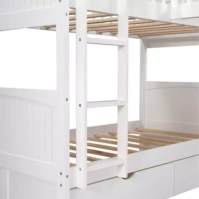 Lit superposé Whisen, format deux places, avec tiroirs intégrés et espace polyvalent sous le lit pour chambres d'enfants