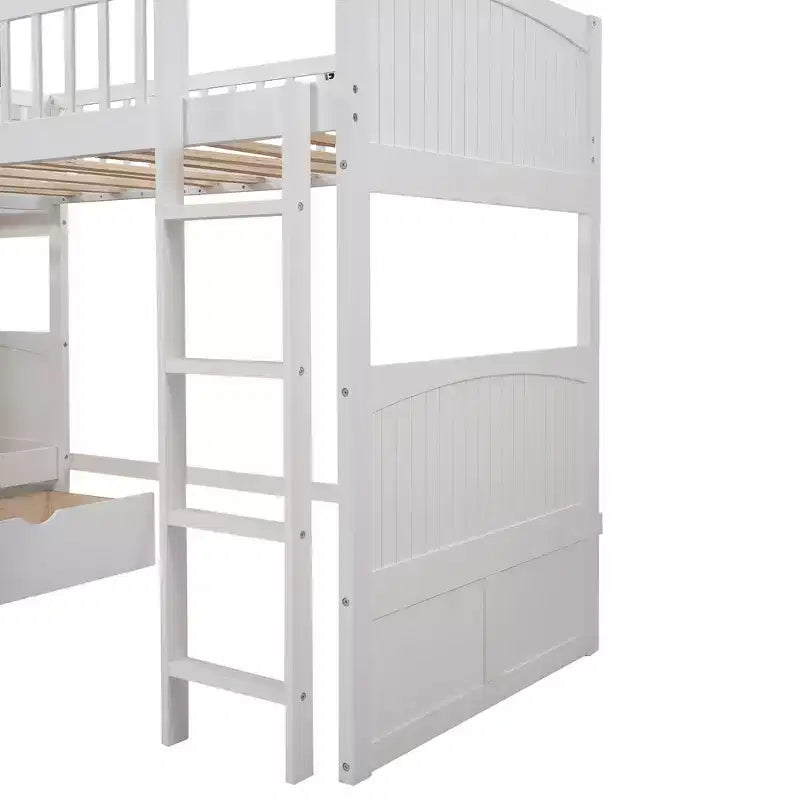 Lit superposé Whisen, format deux places, avec tiroirs intégrés et espace polyvalent sous le lit pour chambres d'enfants
