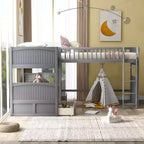 Lit superposé Whisen, format deux places, avec tiroirs intégrés et espace polyvalent sous le lit pour chambres d'enfants