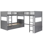 Lit superposé Whisen, format deux places, avec tiroirs intégrés et espace polyvalent sous le lit pour chambres d'enfants