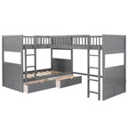 Lit superposé Whisen, format deux places, avec tiroirs intégrés et espace polyvalent sous le lit pour chambres d'enfants