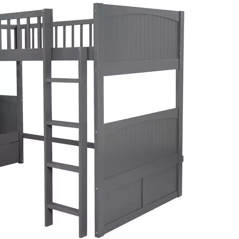 Lit superposé Whisen, format deux places, avec tiroirs intégrés et espace polyvalent sous le lit pour chambres d'enfants