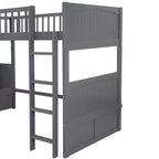 Lit superposé Whisen, format deux places, avec tiroirs intégrés et espace polyvalent sous le lit pour chambres d'enfants