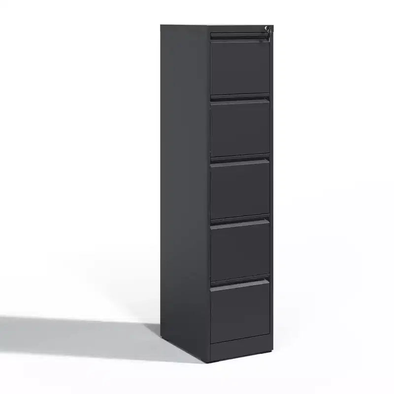 Meuble de classement vertical à 5 tiroirs avec serrure, armoire de classement métallique verrouillable pour bureau à domicile, armoire de rangement de dossiers pour format A4/Lettre/Légal