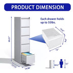 Meuble de classement vertical à 5 tiroirs avec serrure, armoire de classement métallique verrouillable pour bureau à domicile, armoire de rangement de dossiers pour format A4/Lettre/Légal