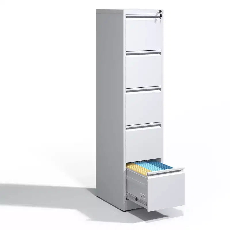 Meuble de classement vertical à 5 tiroirs avec serrure, armoire de classement métallique verrouillable pour bureau à domicile, armoire de rangement de dossiers pour format A4/Lettre/Légal