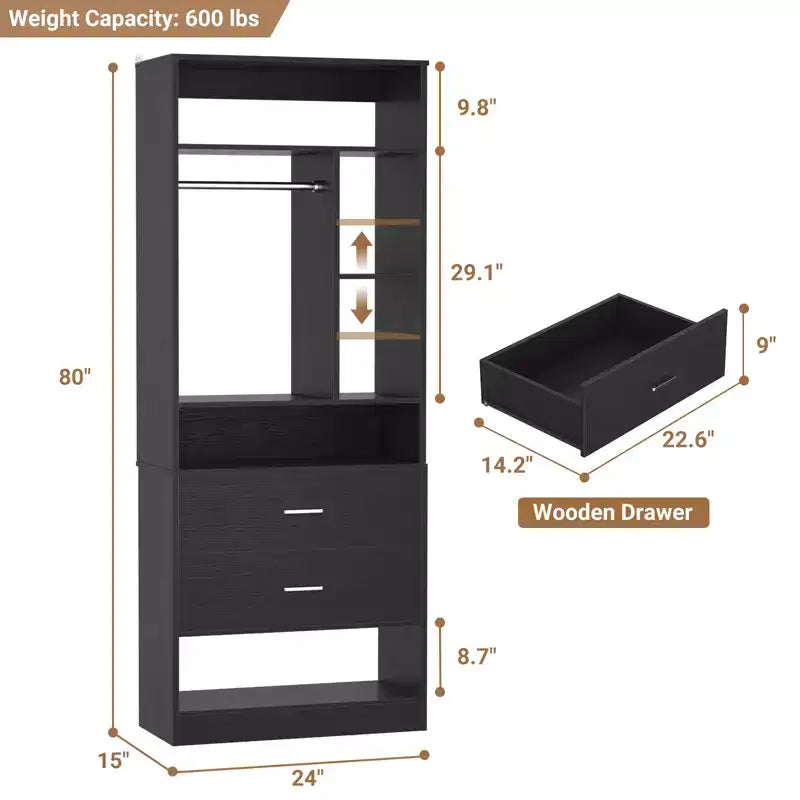 Système de rangement Besiost avec 2 tiroirs en bois