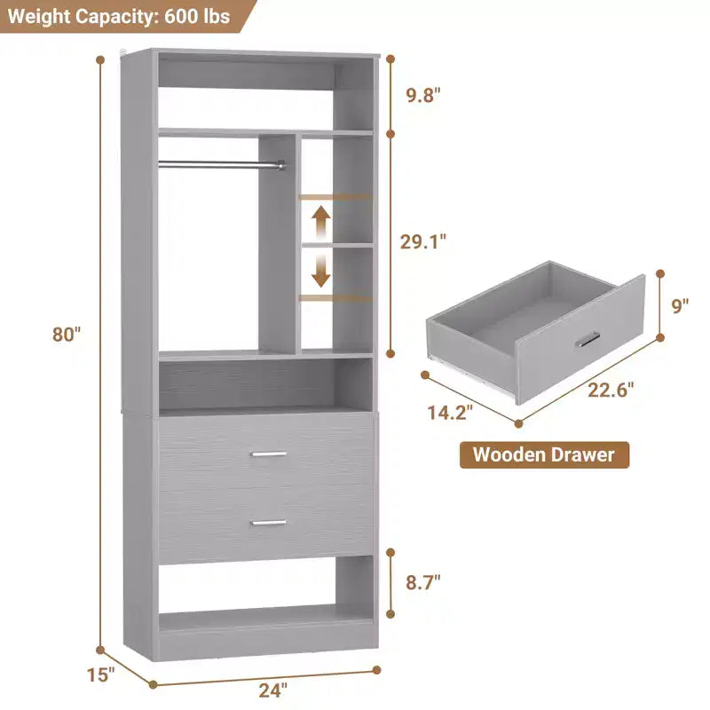 Système de rangement Besiost avec 2 tiroirs en bois