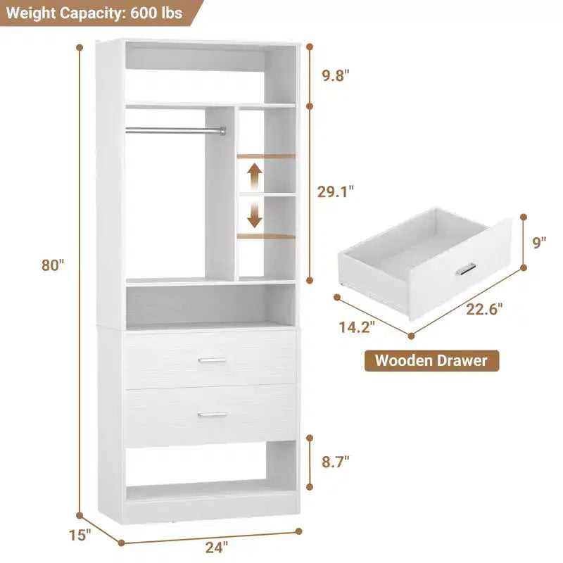 Système de rangement Besiost avec 2 tiroirs en bois