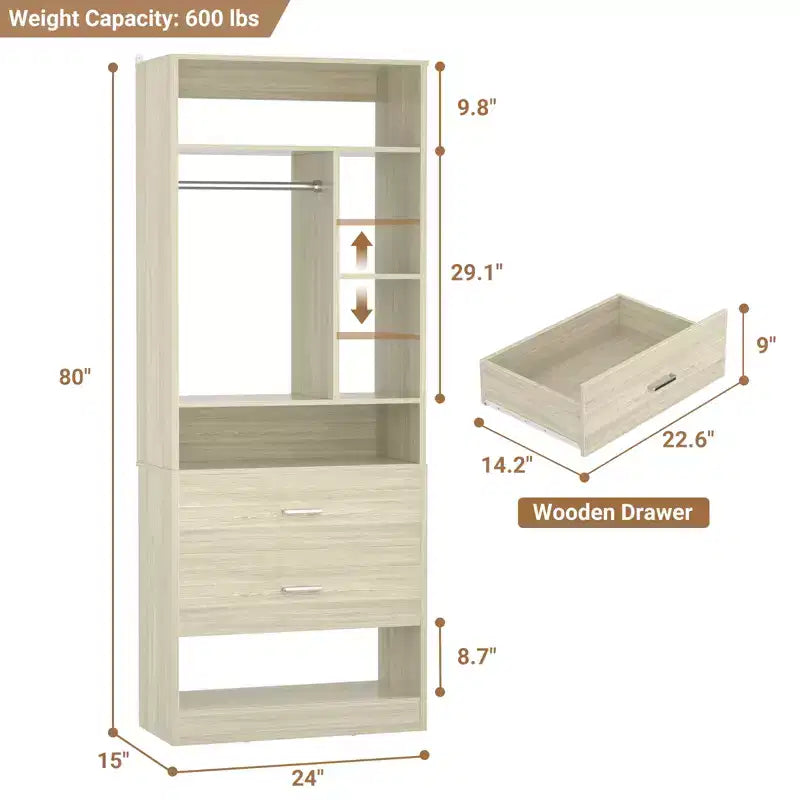 Système de rangement Besiost avec 2 tiroirs en bois