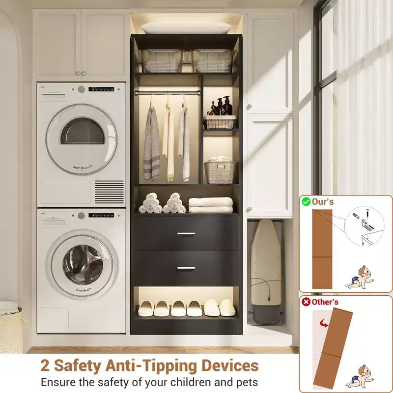 Système de rangement Besiost avec 2 tiroirs en bois